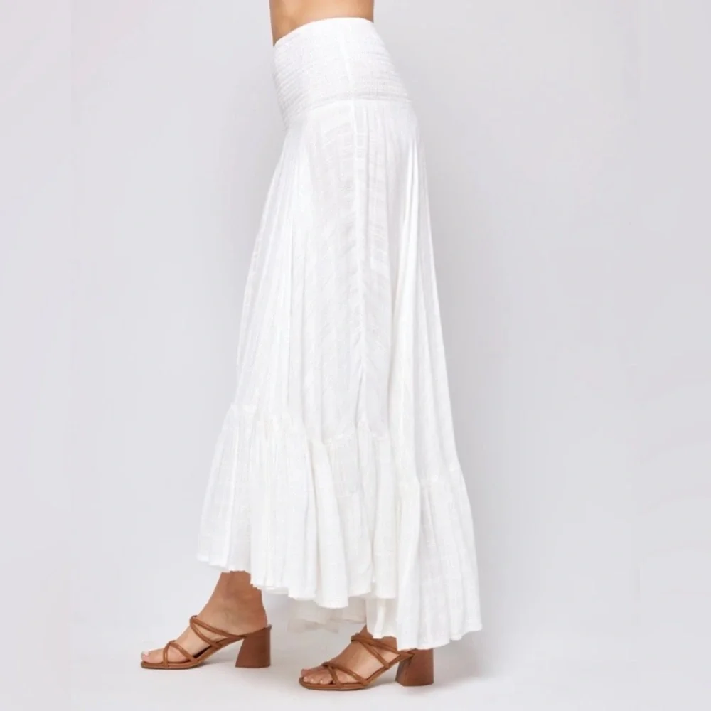 L*Space Cora White Summer Maxi Skirt in Cream